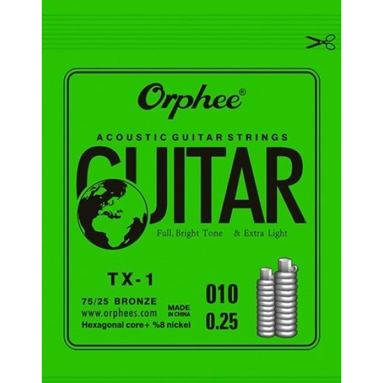 Orphee TX-1-010 Akustik Gitar 0.10 İnce Mi Teli