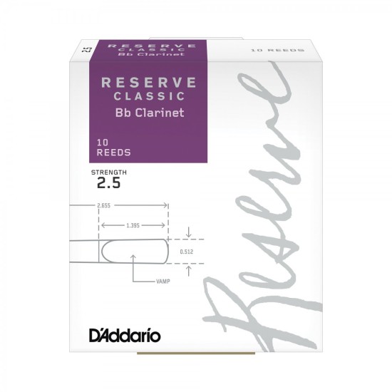 DAddario Woodwinds Reserve Classic DCT1025 Sib Klarnet Kamışı No:2.5 DAddario Woodwinds Reserve Classic DCT1025 Sib Klarnet Kamışı No:2.5