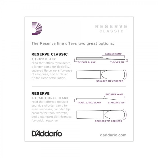 DAddario Woodwinds Reserve Classic DCT1025 Sib Klarnet Kamışı No:2.5 DAddario Woodwinds Reserve Classic DCT1025 Sib Klarnet Kamışı No:2.5