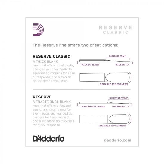 DAddario Woodwinds Reserve Classic DCT1025 Sib Klarnet Kamışı No:2.5