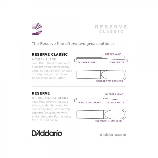 DAddario Woodwinds Reserve Classic DCT10355 Sib Klarnet Kamışı No:3.5+