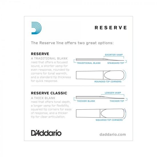 DAddario Woodwinds Reserve DCR1035 Sib Klarnet Kamışı No:3.5 DAddario Woodwinds Reserve DCR1035 Sib Klarnet Kamışı No:3.5